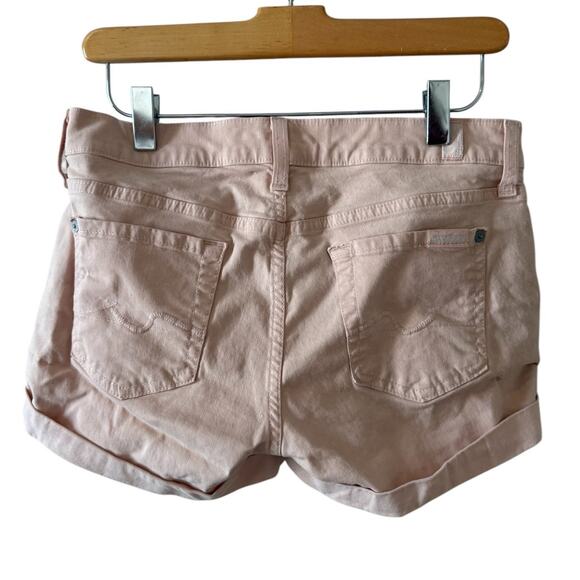 7 For All Mankind Stretch Denim Cuffed Shorts Light Pink 25 - Picture 2 of 6